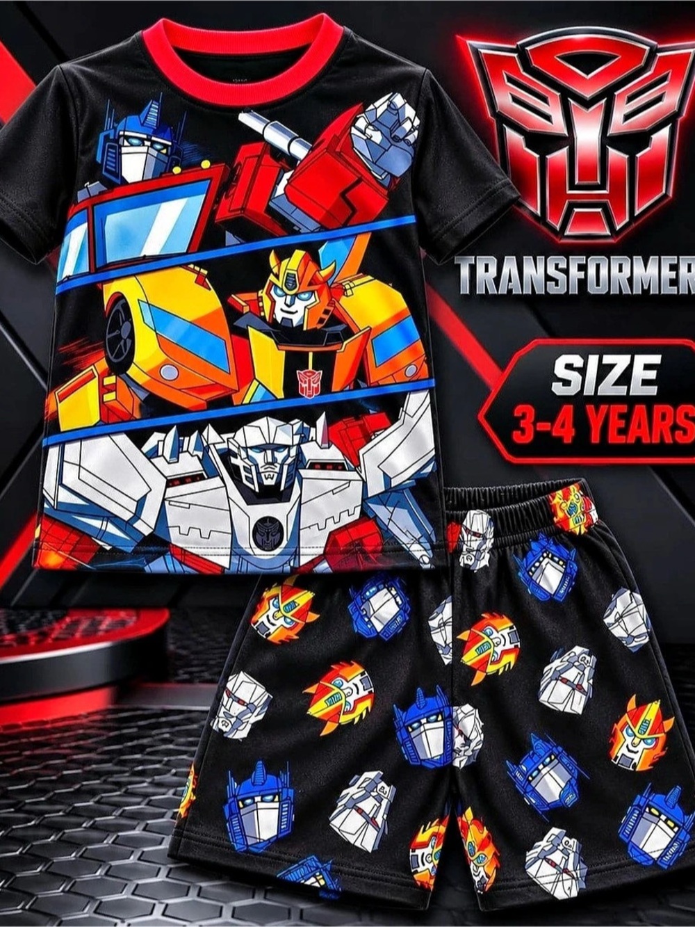 Transformers Optimus Prime and Bumblebee Boys Short Sleeve T-Shirt and Shorts
